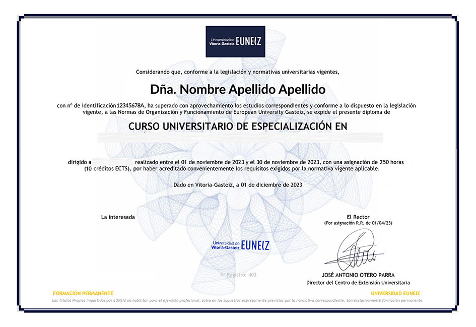 certificado EUNEIZ expertos and you